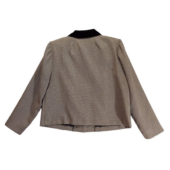 Jessica Howard Blazer Womens 14W black white plaid velvet collar buttons career - Picture 3 of 12